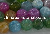 CAG8957 15.5 inches 10mm faceted round fire crackle agate beads