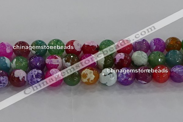 CAG8959 15.5 inches 14mm faceted round fire crackle agate beads