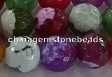 CAG8960 15.5 inches 16mm faceted round fire crackle agate beads