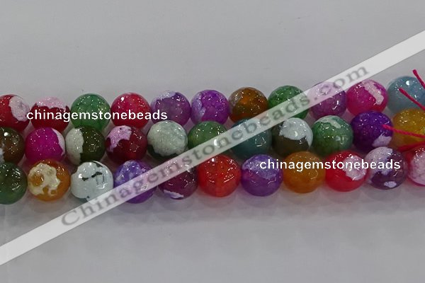 CAG8960 15.5 inches 16mm faceted round fire crackle agate beads