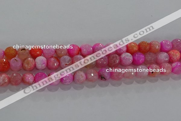 CAG8963 15.5 inches 6mm faceted round fire crackle agate beads