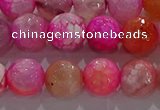 CAG8964 15.5 inches 8mm faceted round fire crackle agate beads