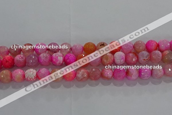 CAG8964 15.5 inches 8mm faceted round fire crackle agate beads