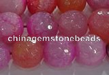 CAG8966 15.5 inches 12mm faceted round fire crackle agate beads