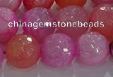 CAG8967 15.5 inches 14mm faceted round fire crackle agate beads