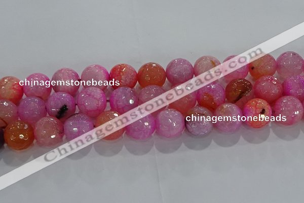 CAG8967 15.5 inches 14mm faceted round fire crackle agate beads