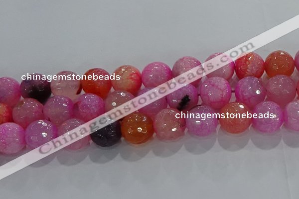 CAG8968 15.5 inches 16mm faceted round fire crackle agate beads