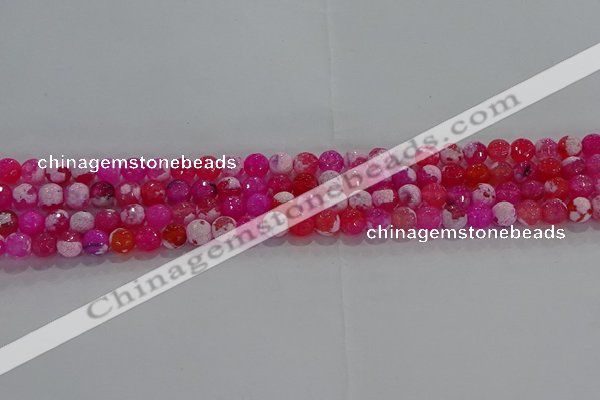 CAG8970 15.5 inches 4mm faceted round fire crackle agate beads