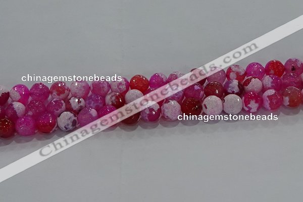 CAG8972 15.5 inches 8mm faceted round fire crackle agate beads