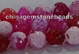 CAG8973 15.5 inches 10mm faceted round fire crackle agate beads