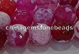 CAG8975 15.5 inches 14mm faceted round fire crackle agate beads