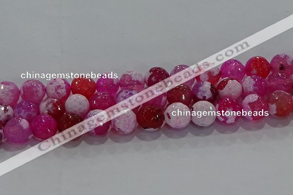 CAG8975 15.5 inches 14mm faceted round fire crackle agate beads