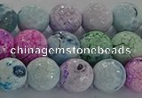 CAG8979 15.5 inches 6mm faceted round fire crackle agate beads