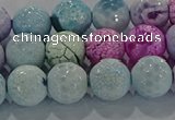 CAG8980 15.5 inches 8mm faceted round fire crackle agate beads