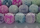 CAG8981 15.5 inches 10mm faceted round fire crackle agate beads