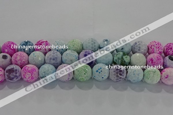 CAG8984 15.5 inches 16mm faceted round fire crackle agate beads