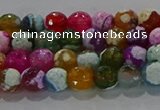 CAG8986 15.5 inches 4mm faceted round fire crackle agate beads