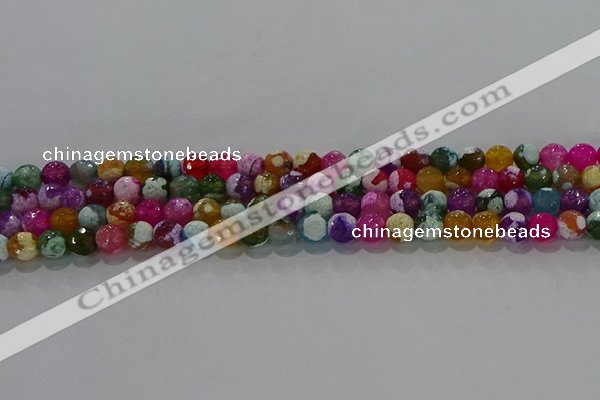 CAG8986 15.5 inches 4mm faceted round fire crackle agate beads