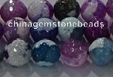 CAG8989 15.5 inches 10mm faceted round fire crackle agate beads