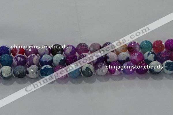 CAG8989 15.5 inches 10mm faceted round fire crackle agate beads