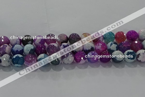 CAG8991 15.5 inches 14mm faceted round fire crackle agate beads