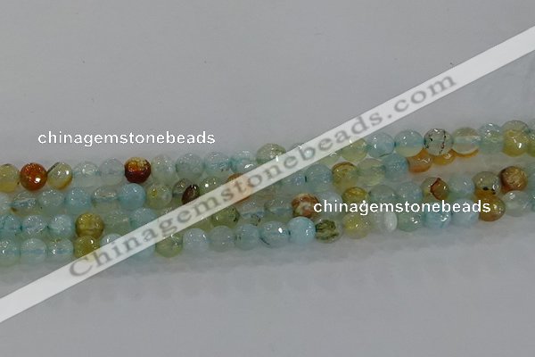 CAG8994 15.5 inches 6mm faceted round fire crackle agate beads