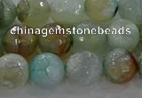 CAG8995 15.5 inches 8mm faceted round fire crackle agate beads