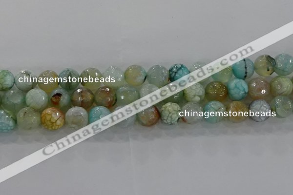 CAG8995 15.5 inches 8mm faceted round fire crackle agate beads