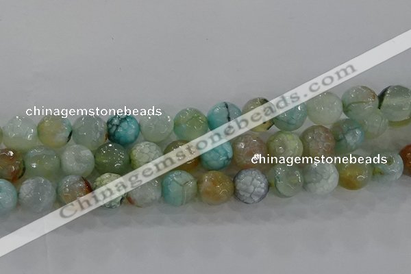 CAG8996 15.5 inches 10mm faceted round fire crackle agate beads
