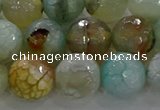 CAG8997 15.5 inches 12mm faceted round fire crackle agate beads