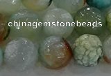 CAG8998 15.5 inches 14mm faceted round fire crackle agate beads