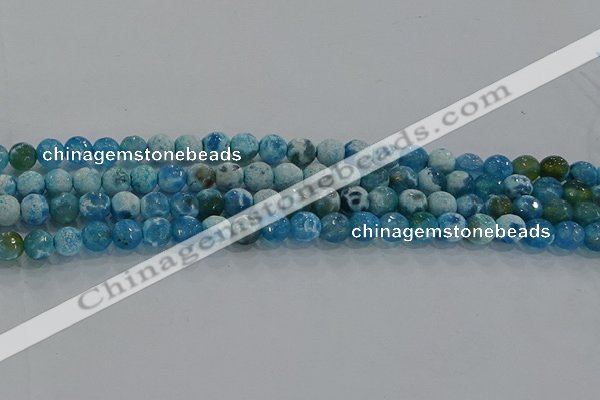 CAG9000 15.5 inches 6mm faceted round fire crackle agate beads
