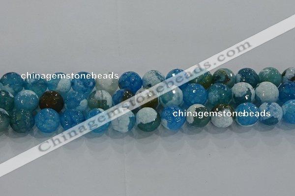 CAG9002 15.5 inches 10mm faceted round fire crackle agate beads