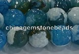 CAG9003 15.5 inches 12mm faceted round fire crackle agate beads