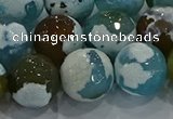 CAG9005 15.5 inches 16mm faceted round fire crackle agate beads