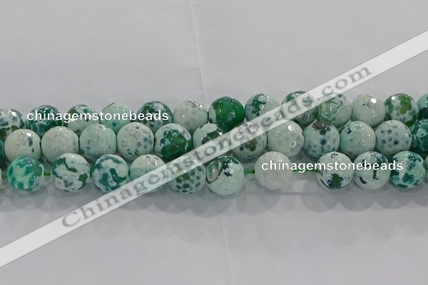 CAG9010 15.5 inches 12mm faceted round fire crackle agate beads