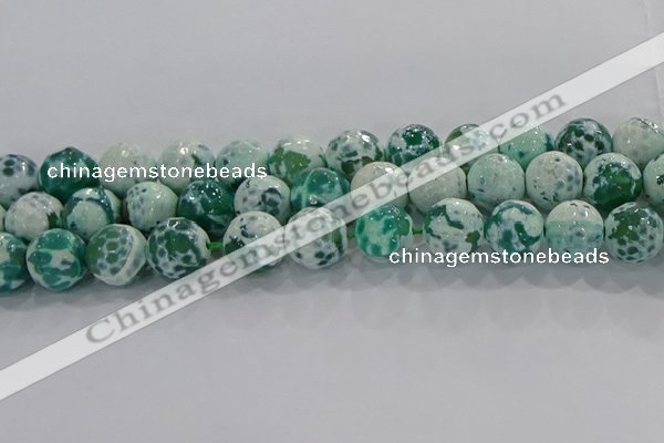 CAG9011 15.5 inches 14mm faceted round fire crackle agate beads