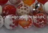 CAG9018 15.5 inches 14mm faceted round fire crackle agate beads