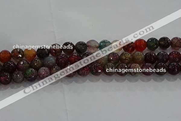 CAG9022 15.5 inches 8mm faceted round fire crackle agate beads