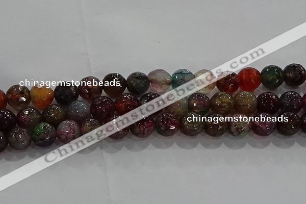 CAG9023 15.5 inches 10mm faceted round fire crackle agate beads