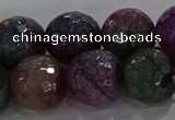 CAG9025 15.5 inches 14mm faceted round fire crackle agate beads