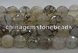 CAG9035 15.5 inches 6mm faceted round dragon veins agate beads