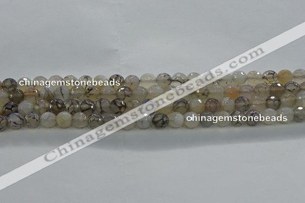 CAG9035 15.5 inches 6mm faceted round dragon veins agate beads