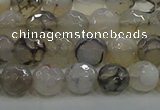 CAG9036 15.5 inches 8mm faceted round dragon veins agate beads