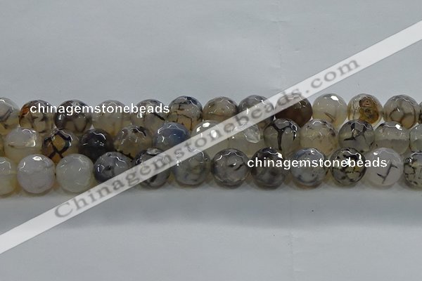 CAG9038 15.5 inches 12mm faceted round dragon veins agate beads