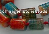 CAG9061 15.5 inches 8*12mm - 15*20mm tube dragon veins agate beads