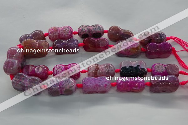 CAG9069 15.5 inches 16*30mm peanut-shaped fire crackle agate beads