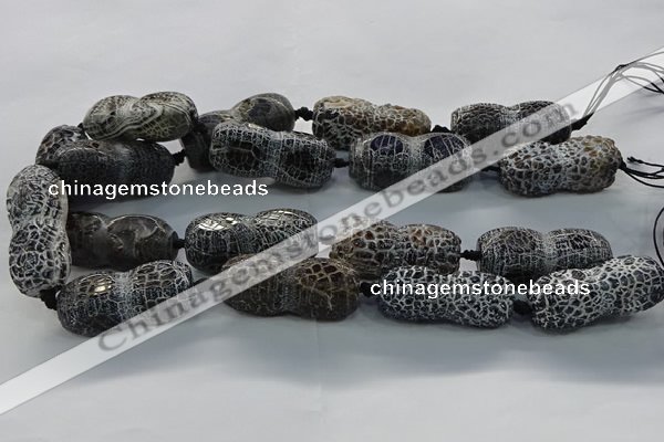 CAG9072 15.5 inches 16*40mm peanut-shaped fire crackle agate beads