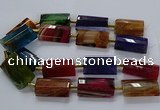 CAG9093 15.5 inches 25*35mm - 25*40mm flat tube dragon veins agate beads