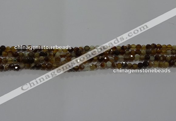 CAG9211 15.5 inches 4mm faceted round line agate gemstone beads